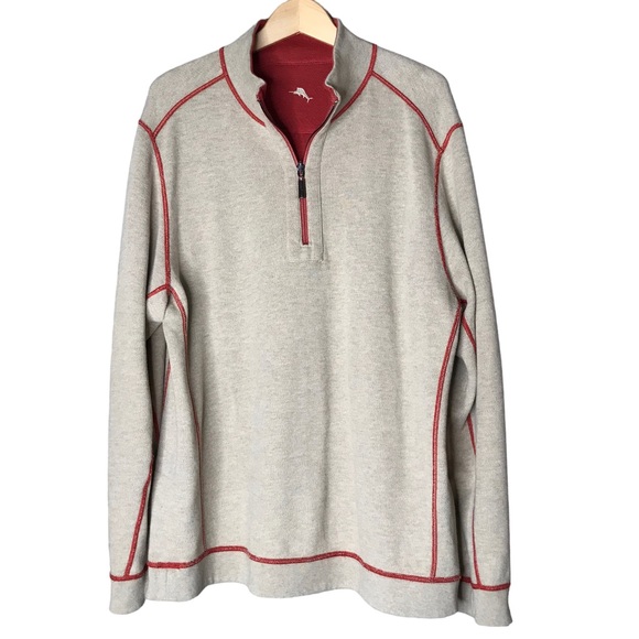 Tommy Bahama Reversible Sweater Pullover Cotton Blend Orange Cream Men’s - Picture 11 of 13